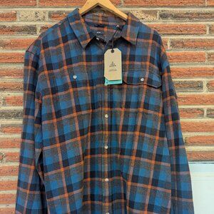 NWT Prana Men’s Flannel Shirt – 100% Organic Cotton – XL Slim